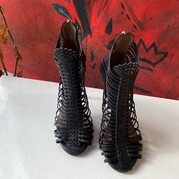 Made in Italy Tabitha Simmons Skyhigh Gladiator cage stiletto heels - 37 1/2 - Picture 4 of 17